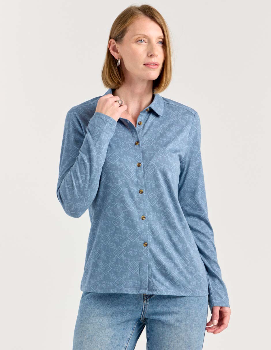 Blusa camisera manga larga para mujer Blusa camisera manga larga para mujer