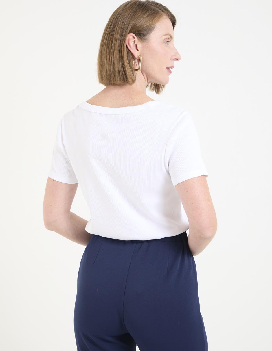Playera manga corta cuello v para mujer 2