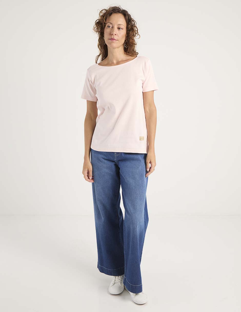 Playera manga corta cuello ojal para mujer 2