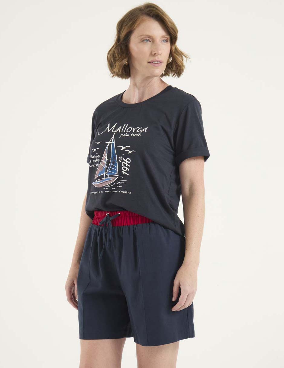 Playera manga corta cuello redondo para mujer