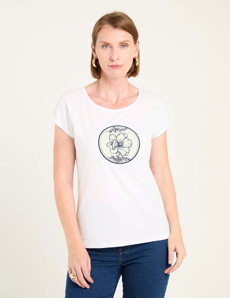 Playera manga corta cuello redondo para mujer Playera manga corta cuello redondo para mujer