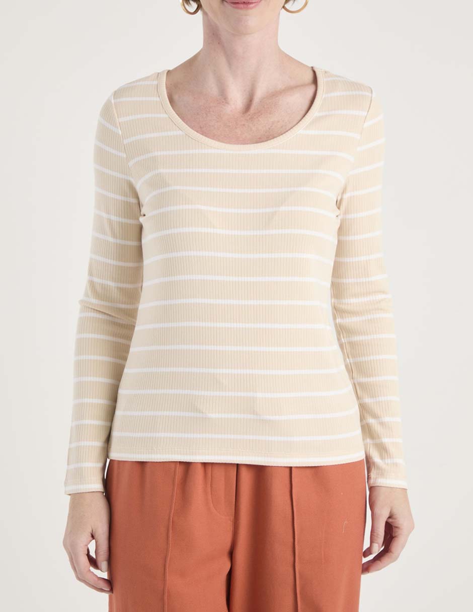 Playera manga larga cuello redondo para mujer 5