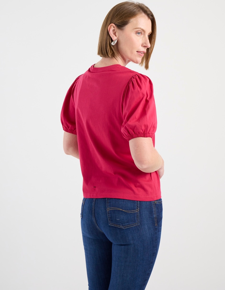 Playera manga al codo cuello redondo para mujer 2