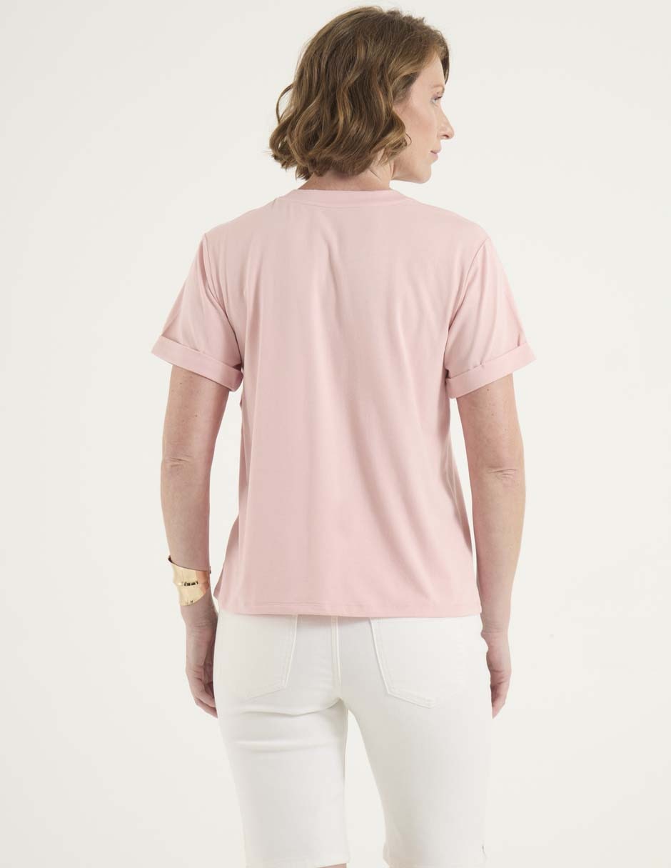 Playera manga corta cuello redondo para mujer 2
