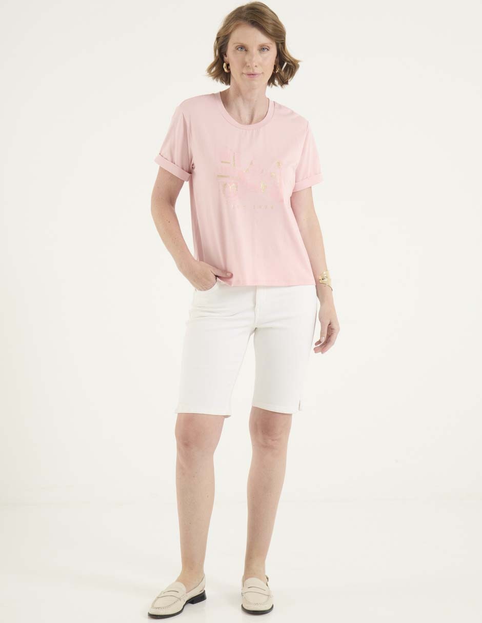Playera manga corta cuello redondo para mujer 3
