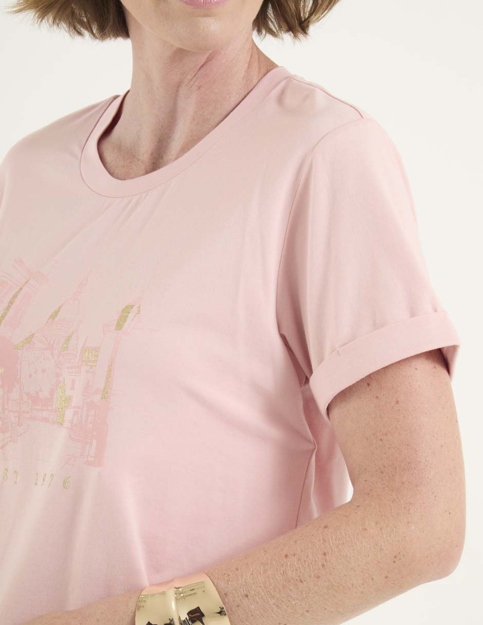 Playera manga corta cuello redondo para mujer 4