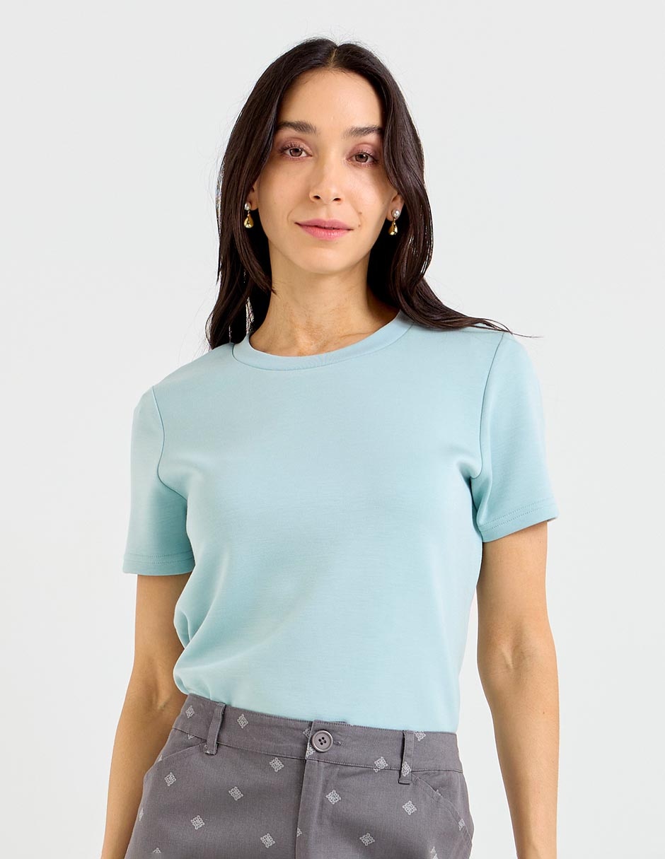 Playera manga corta cuello redondo para mujer Playera manga corta cuello redondo para mujer