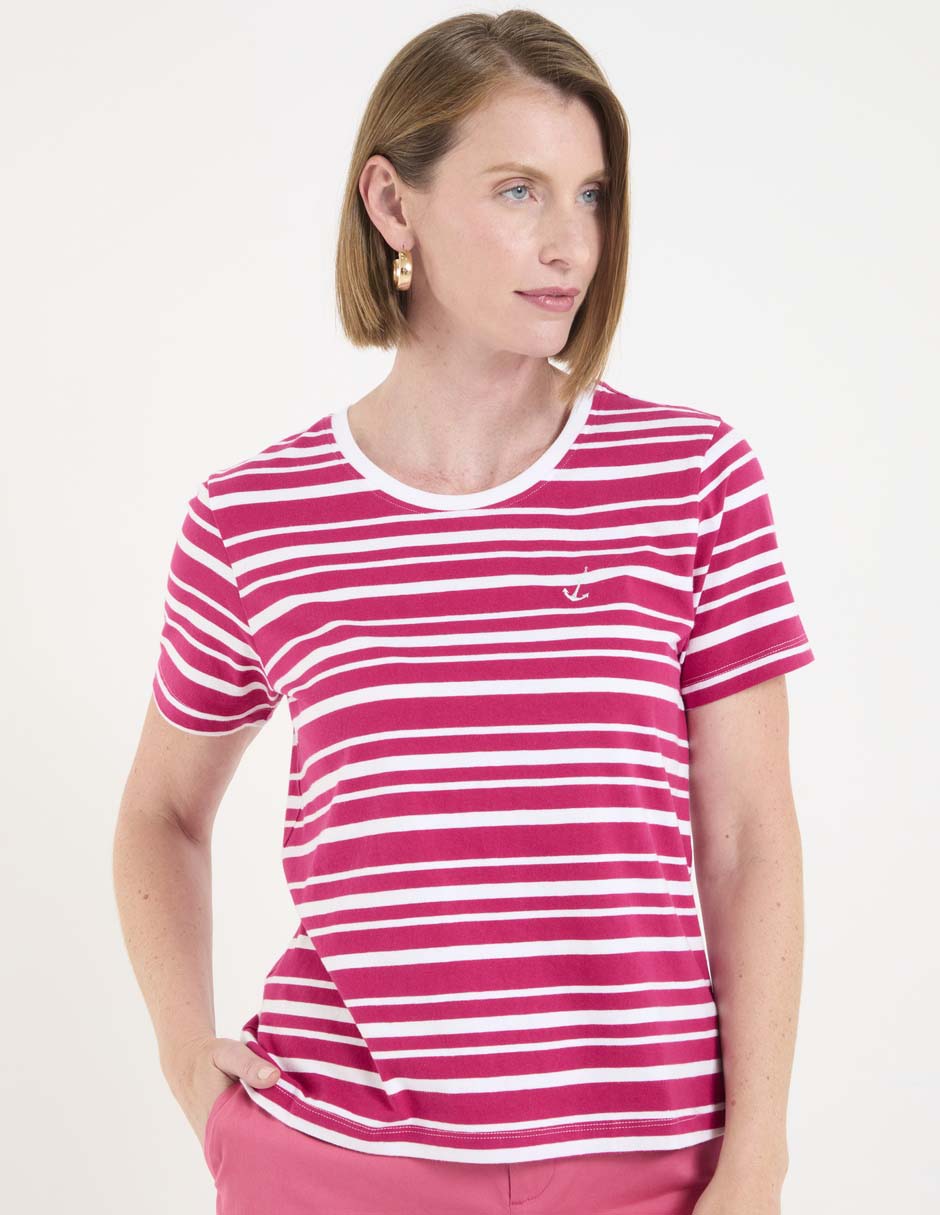 Playera manga corta cuello redondo para mujer