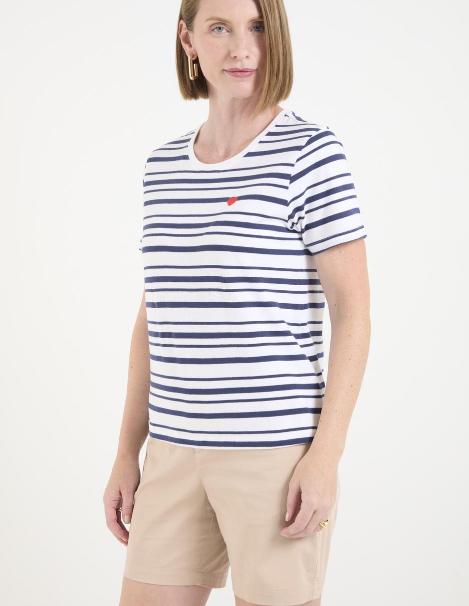 Playera manga corta cuello redondo para mujer