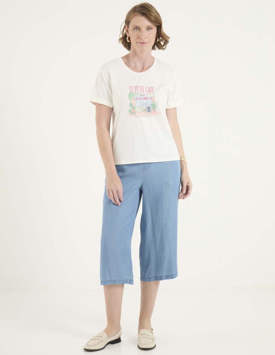 Playera manga corta cuello redondo para mujer 3