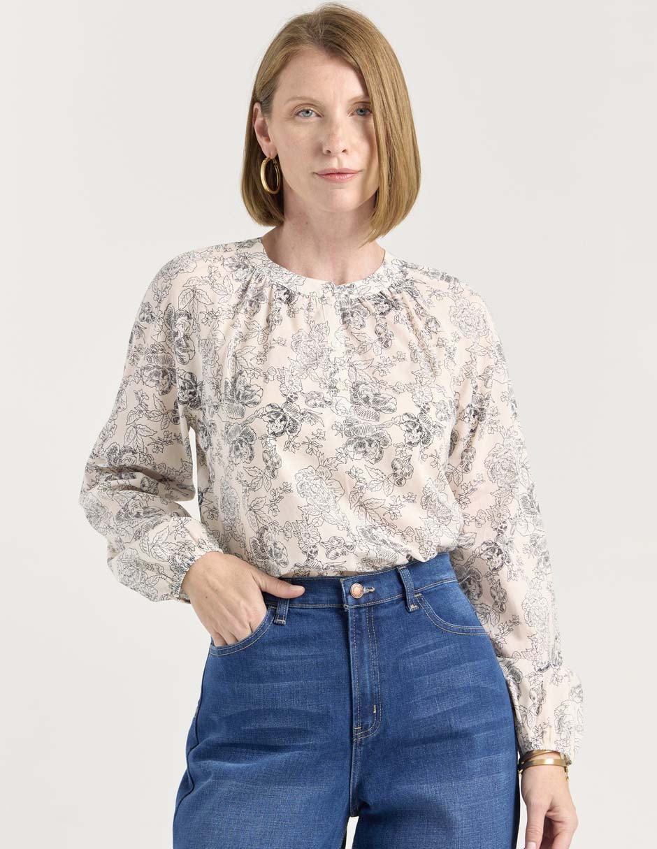 Blusa manga larga para mujer