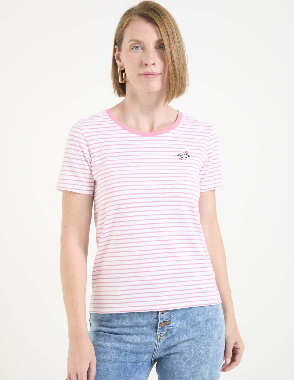 Playera manga corta cuello redondo para mujer Playera manga corta cuello redondo para mujer