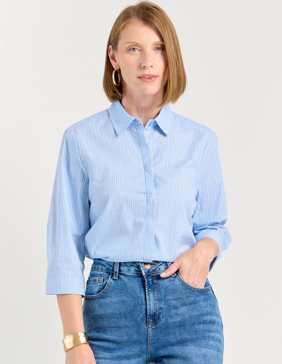 Blusa camisera manga 3/4 para mujer