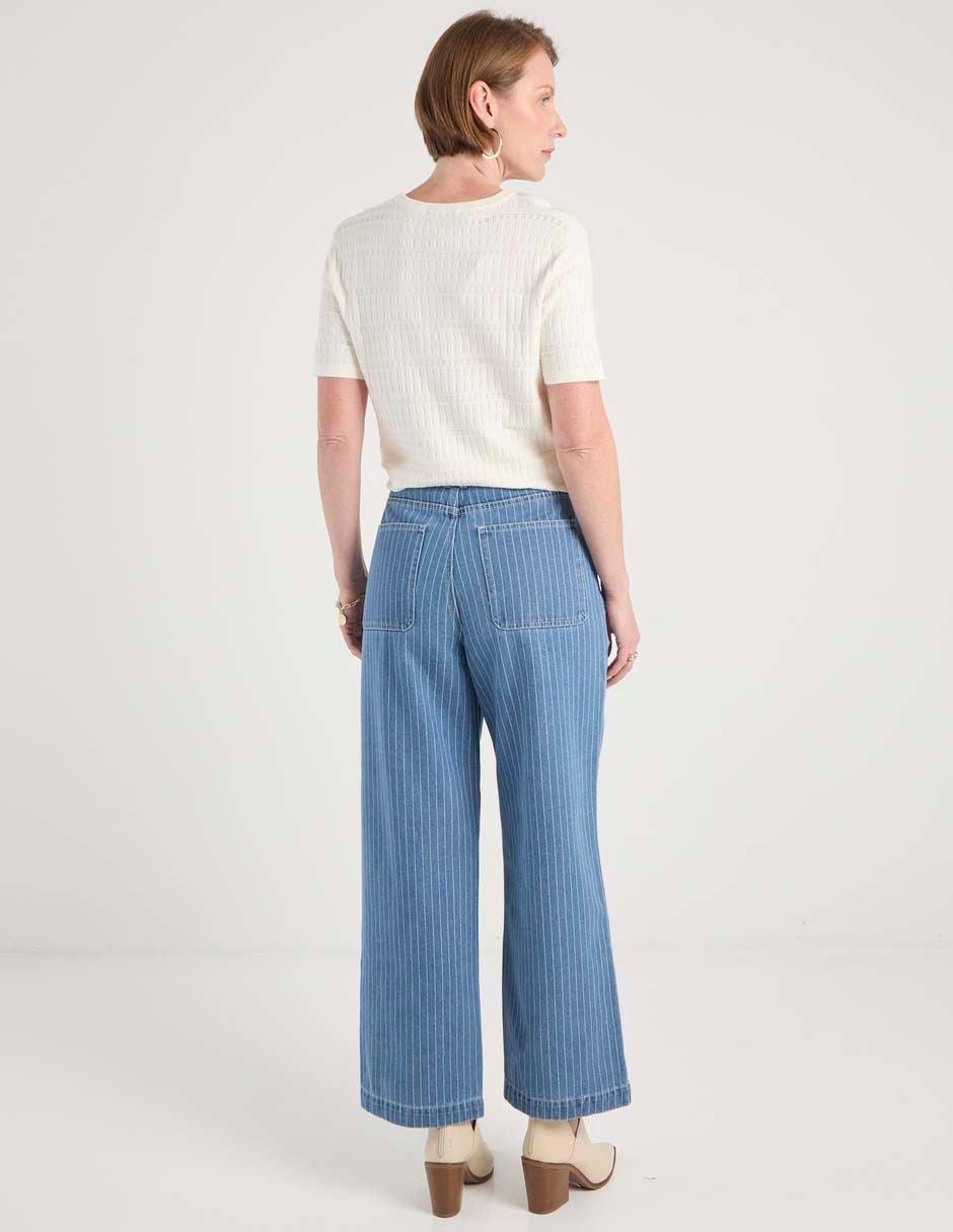 Jeans wide leg corte cintura para mujer 2