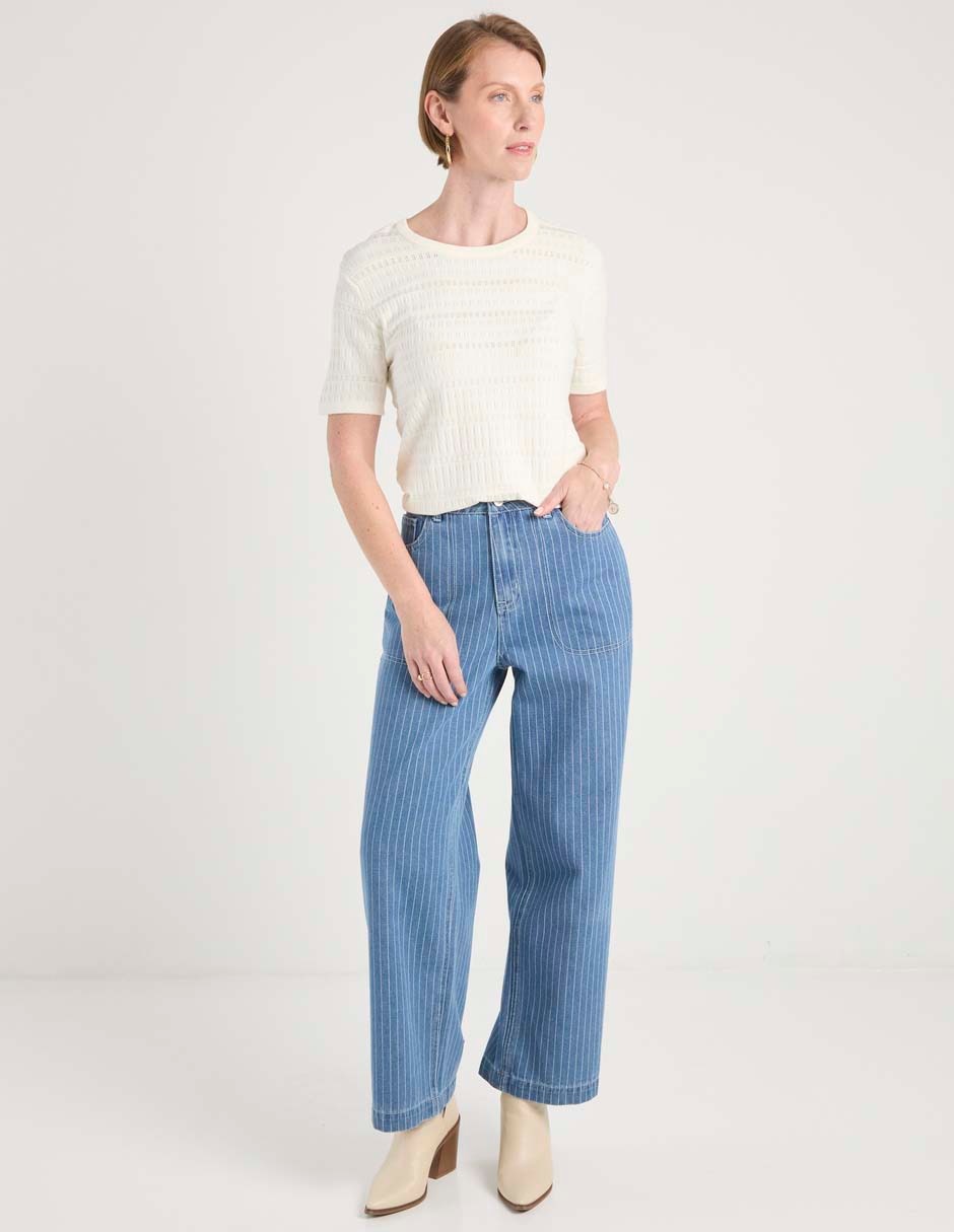 Jeans wide leg corte cintura para mujer 3