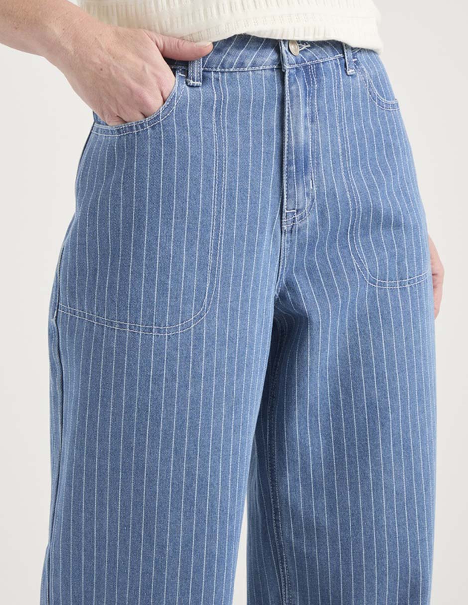 Jeans wide leg corte cintura para mujer 4