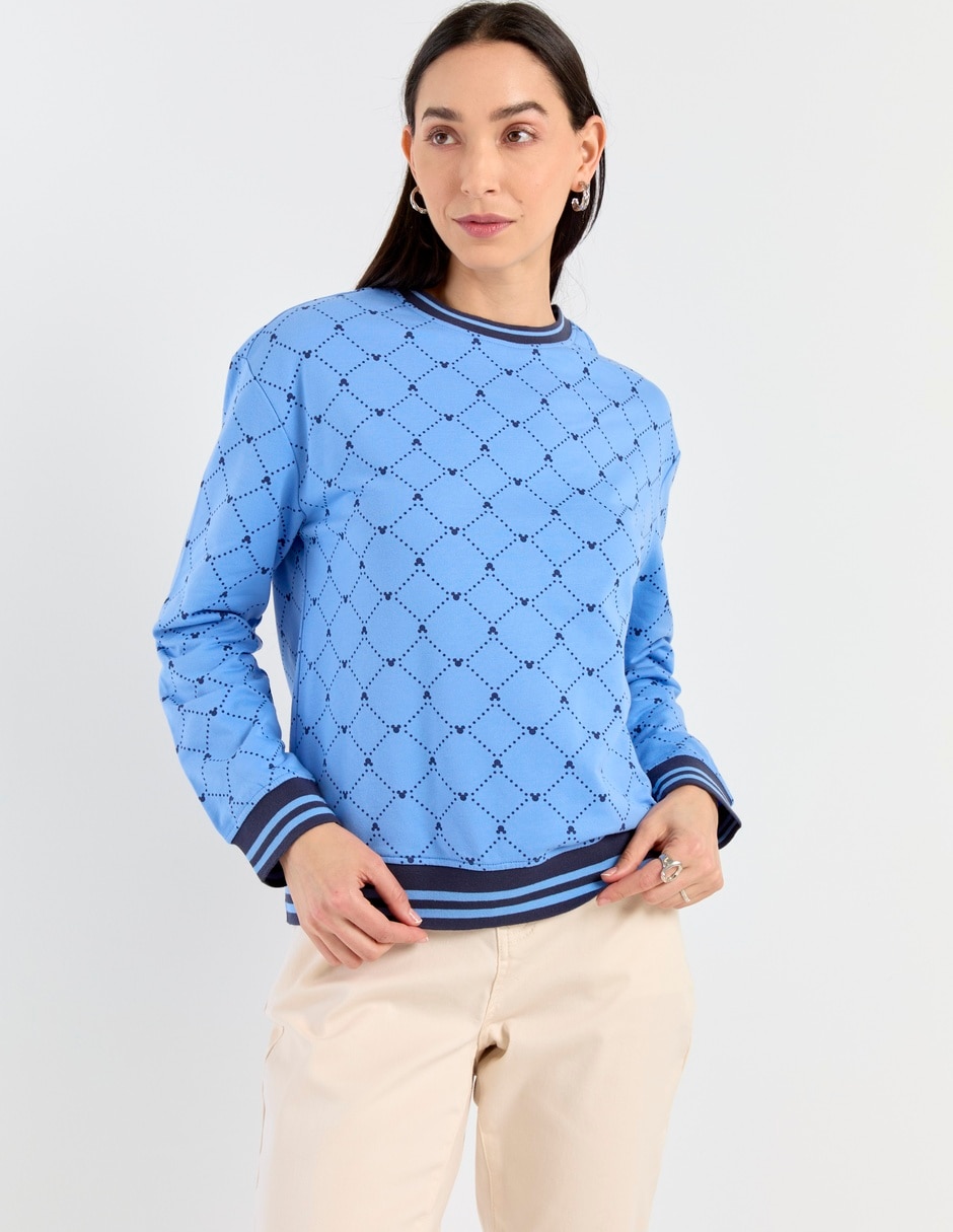 Sudadera con cuello a contraste para mujer Sudadera con cuello a contraste para mujer