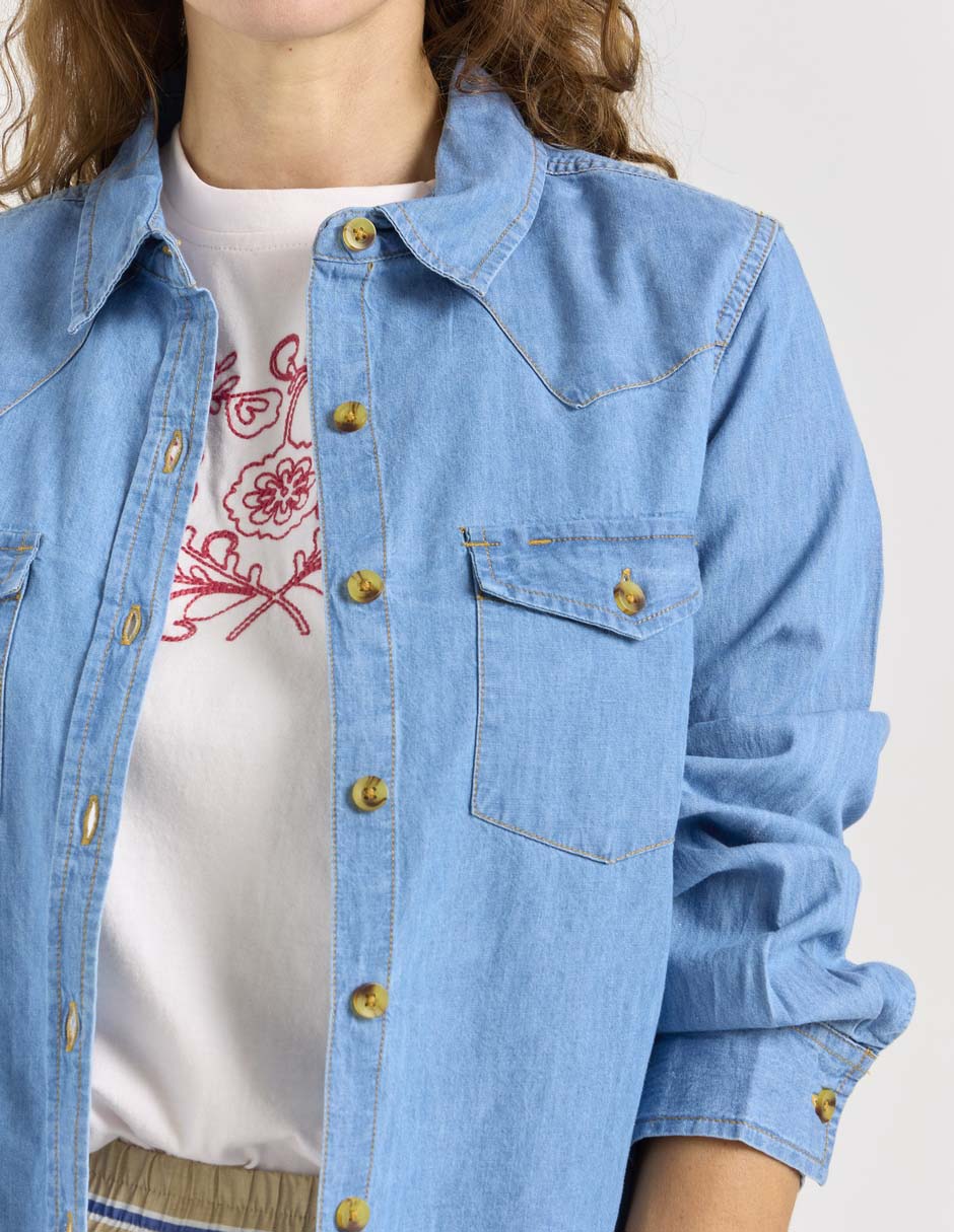 Blusa camisera manga larga para mujer 4