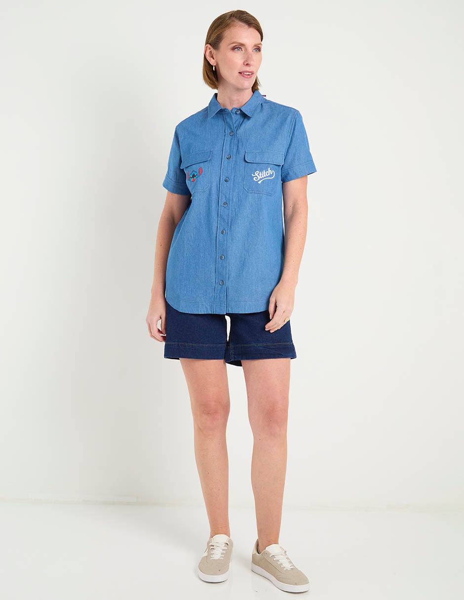 Blusa camisera manga corta para mujer 3