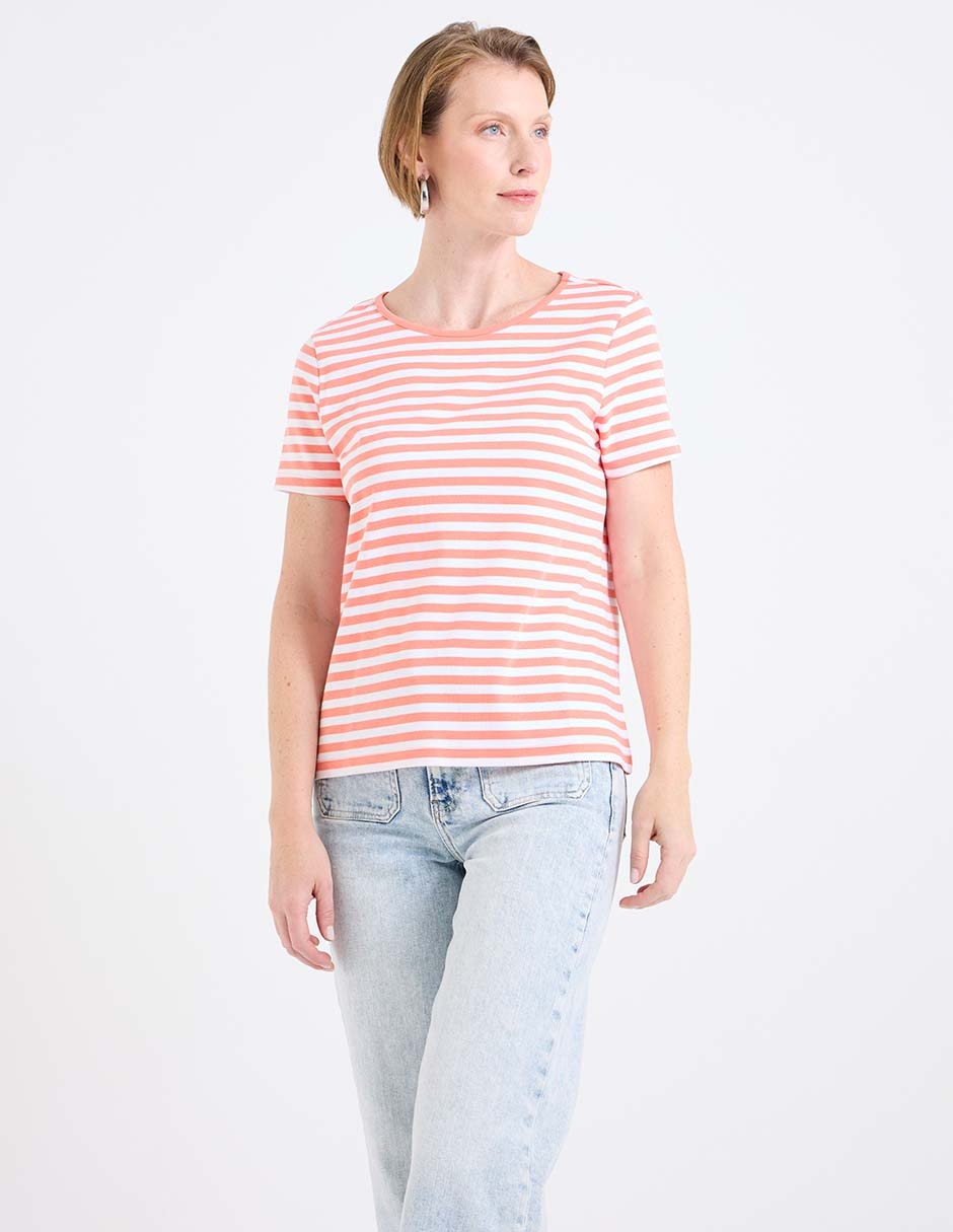 Playera manga corta cuello redondo para mujer