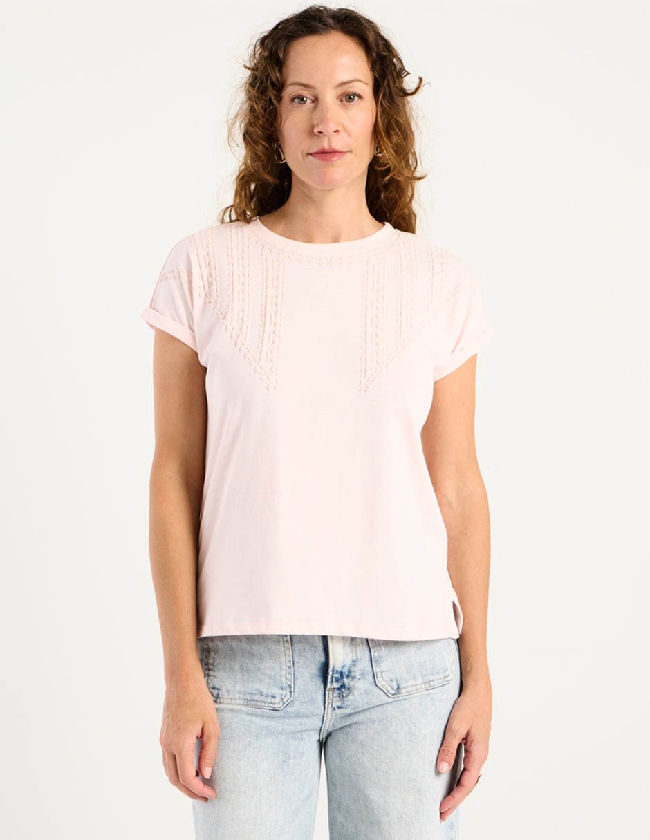 Playera manga corta cuello redondo para mujer