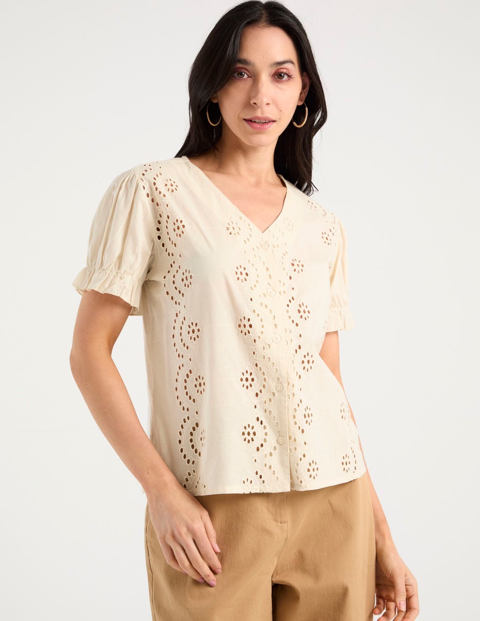 Blusa manga corta para mujer