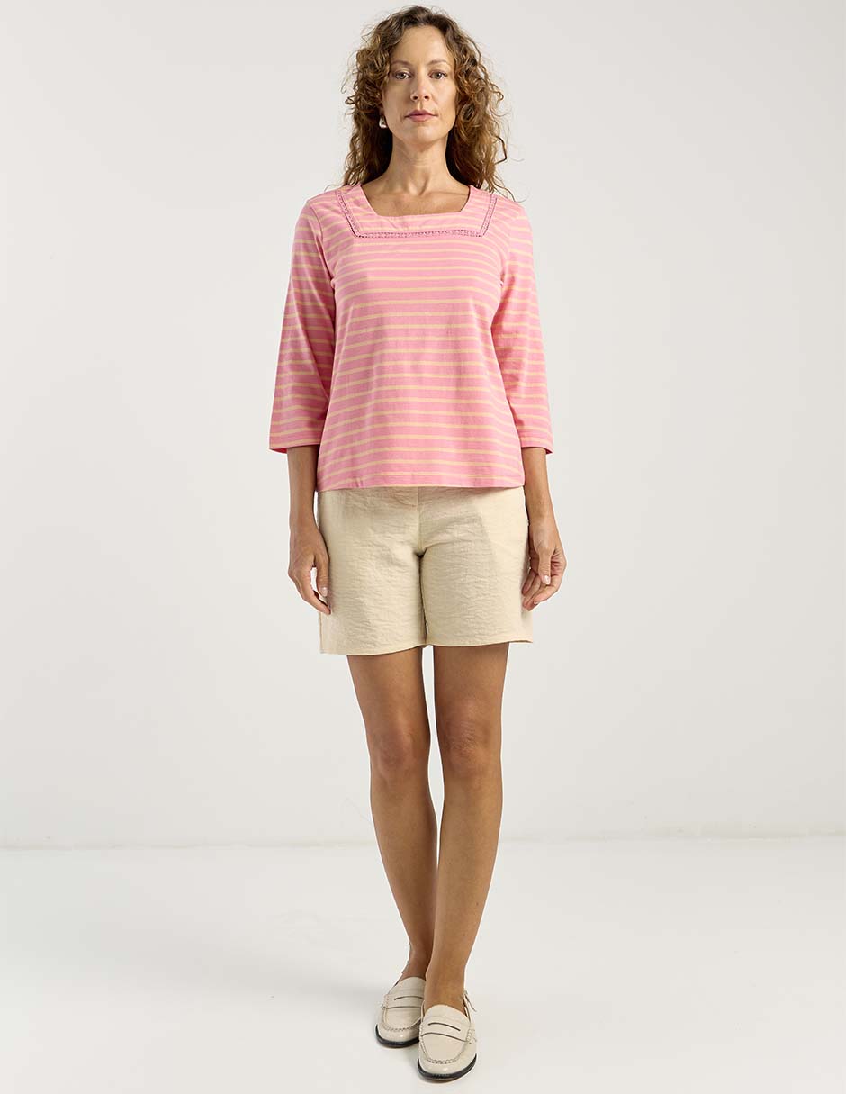 Playera manga 3/4 cuello cuadrado para mujer 3