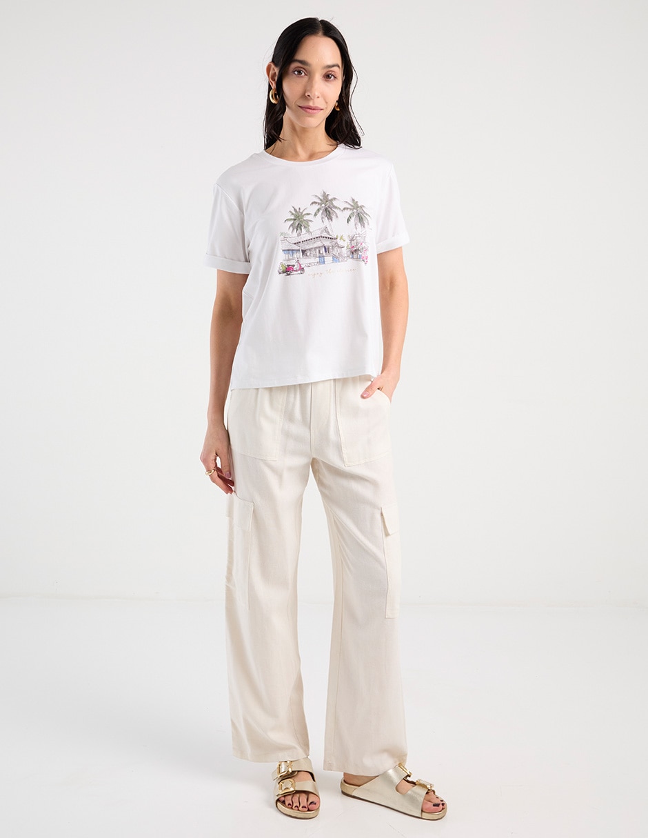 Playera manga corta cuello redondo para mujer 2