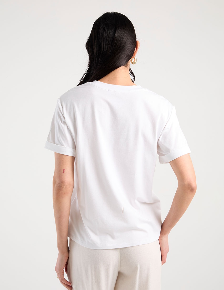 Playera manga corta cuello redondo para mujer 6