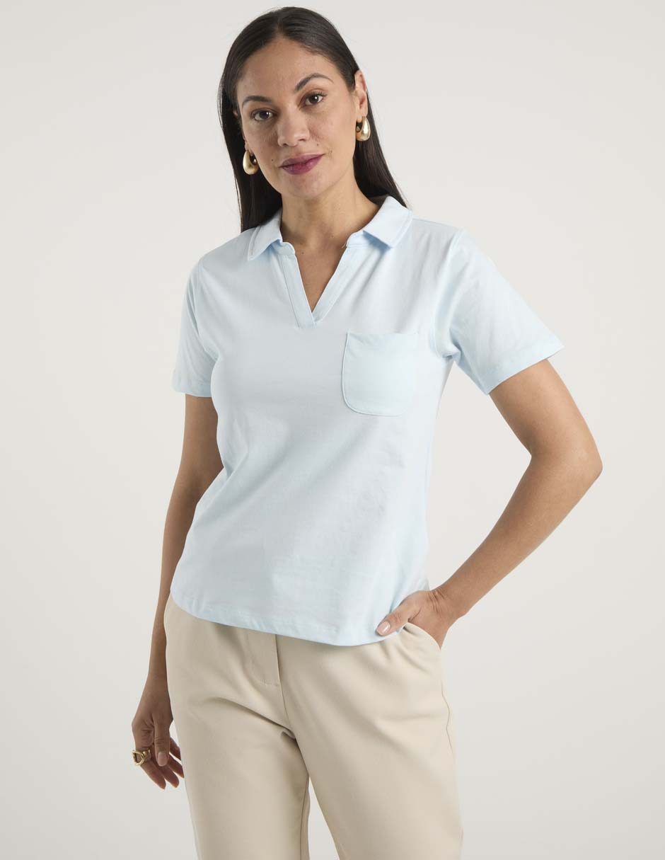 Playera manga corta cuello polo para mujer 2