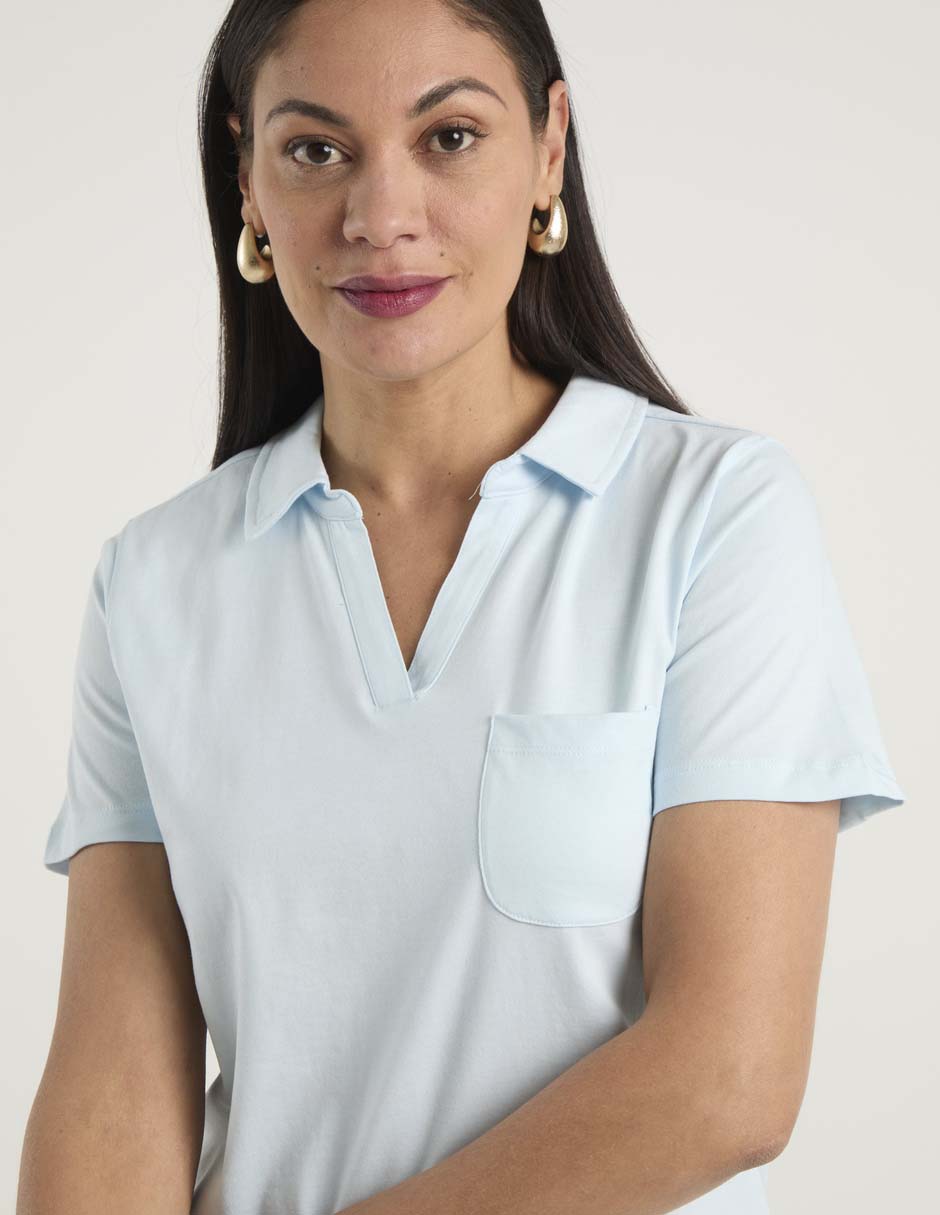 Playera manga corta cuello polo para mujer 4