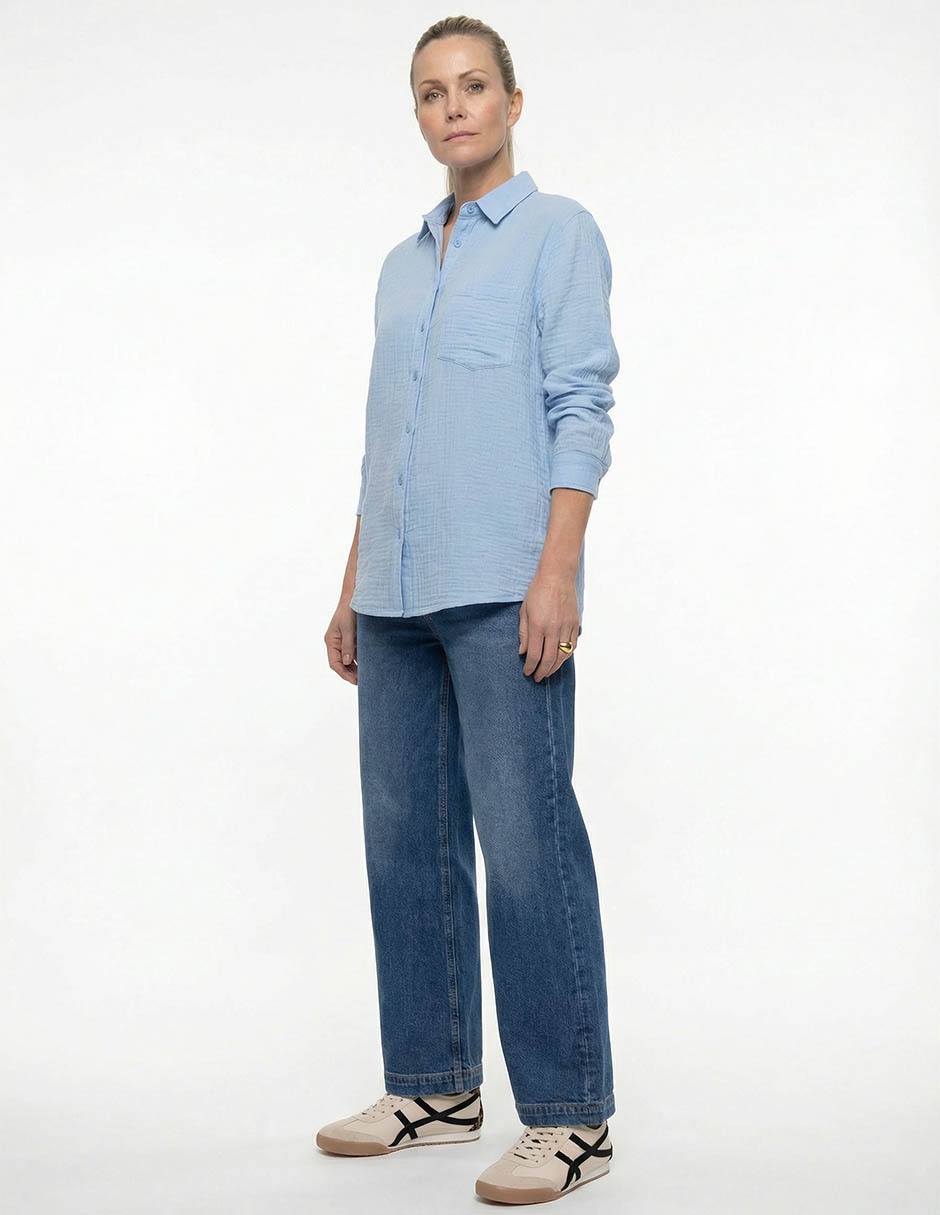 Blusa camisera Weekend manga larga para mujer
