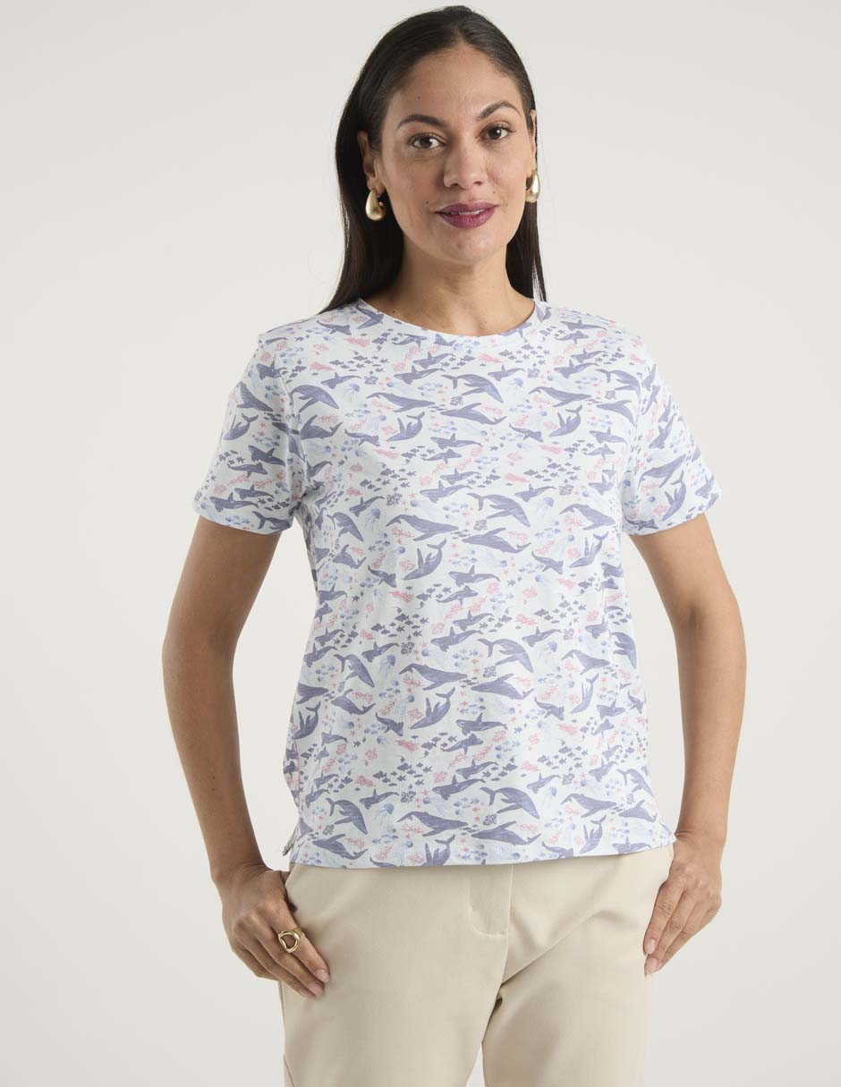 Playera manga corta cuello redondo para mujer