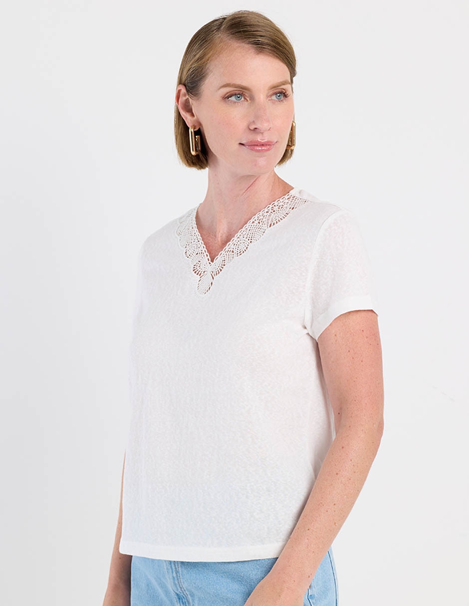 Playera manga corta cuello V para mujer Playera manga corta cuello V para mujer
