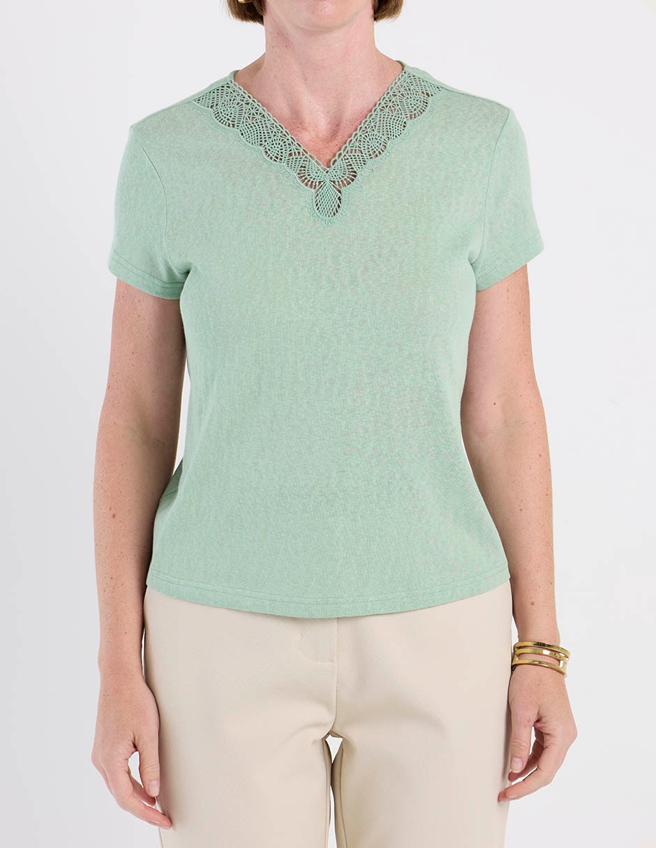 Playera manga corta cuello V para mujer 5