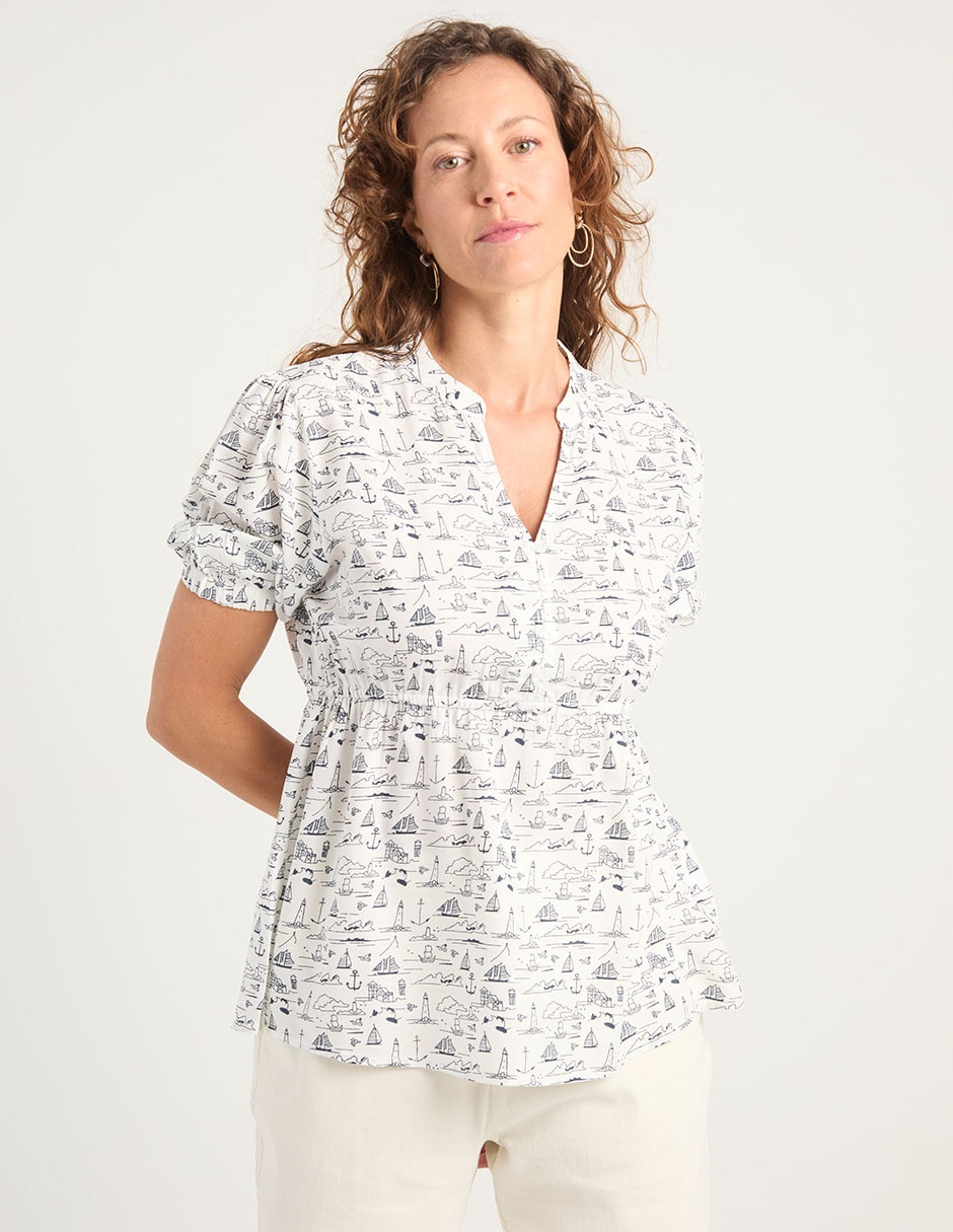 Blusa manga al codo para mujer