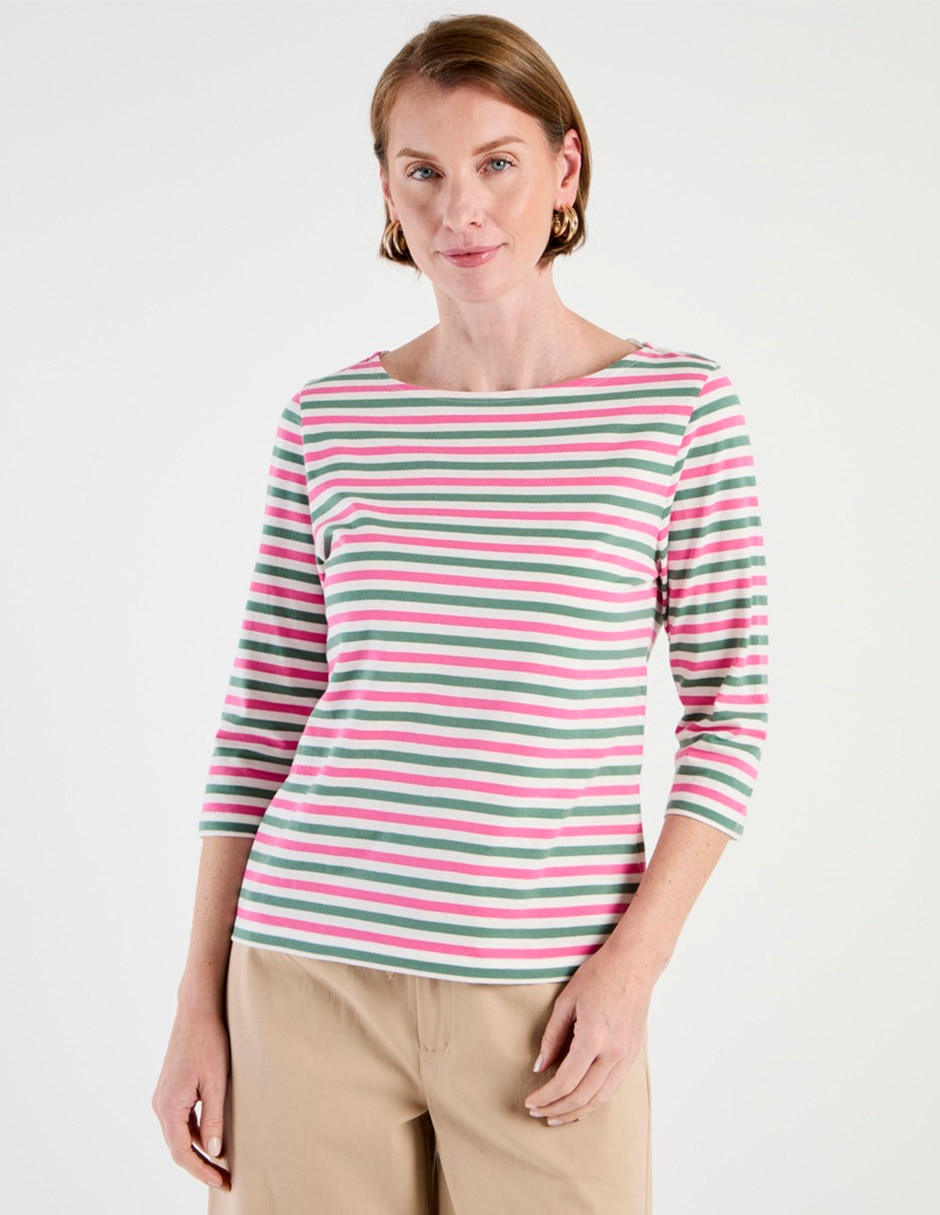 Playera manga 3/4 cuello redondo para mujer