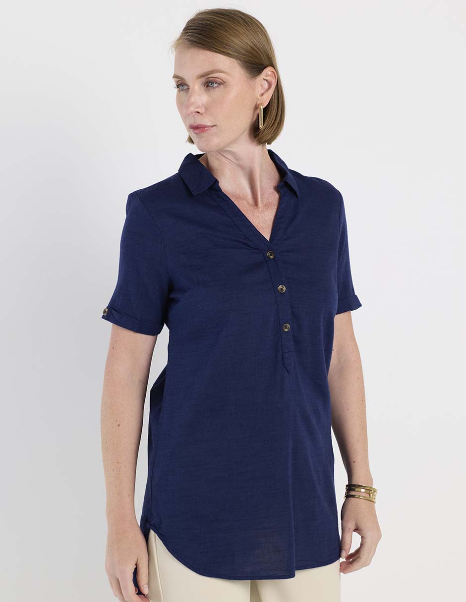 Blusa camisera manga corta para mujer Blusa camisera manga corta para mujer