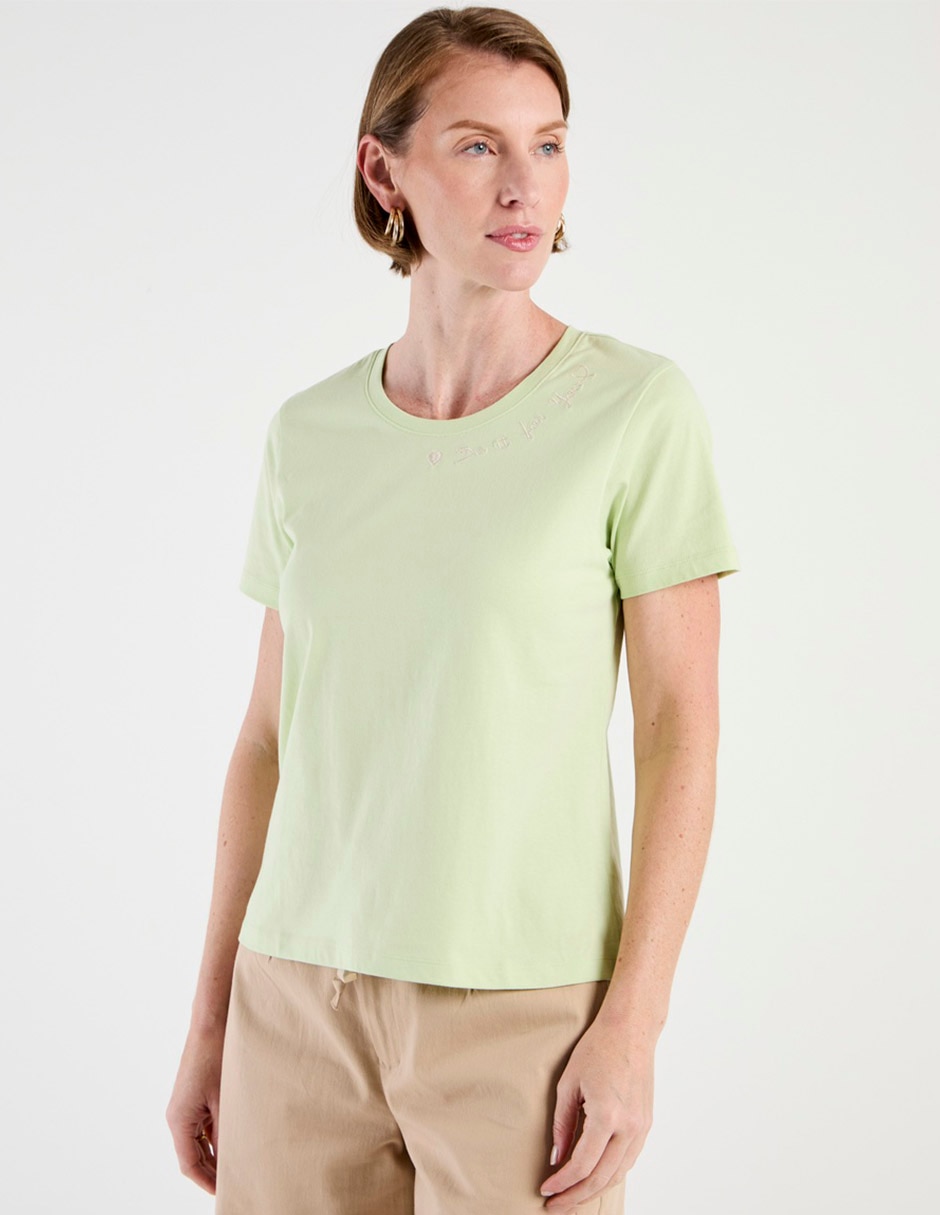 Playera manga corta cuello redondo para mujer