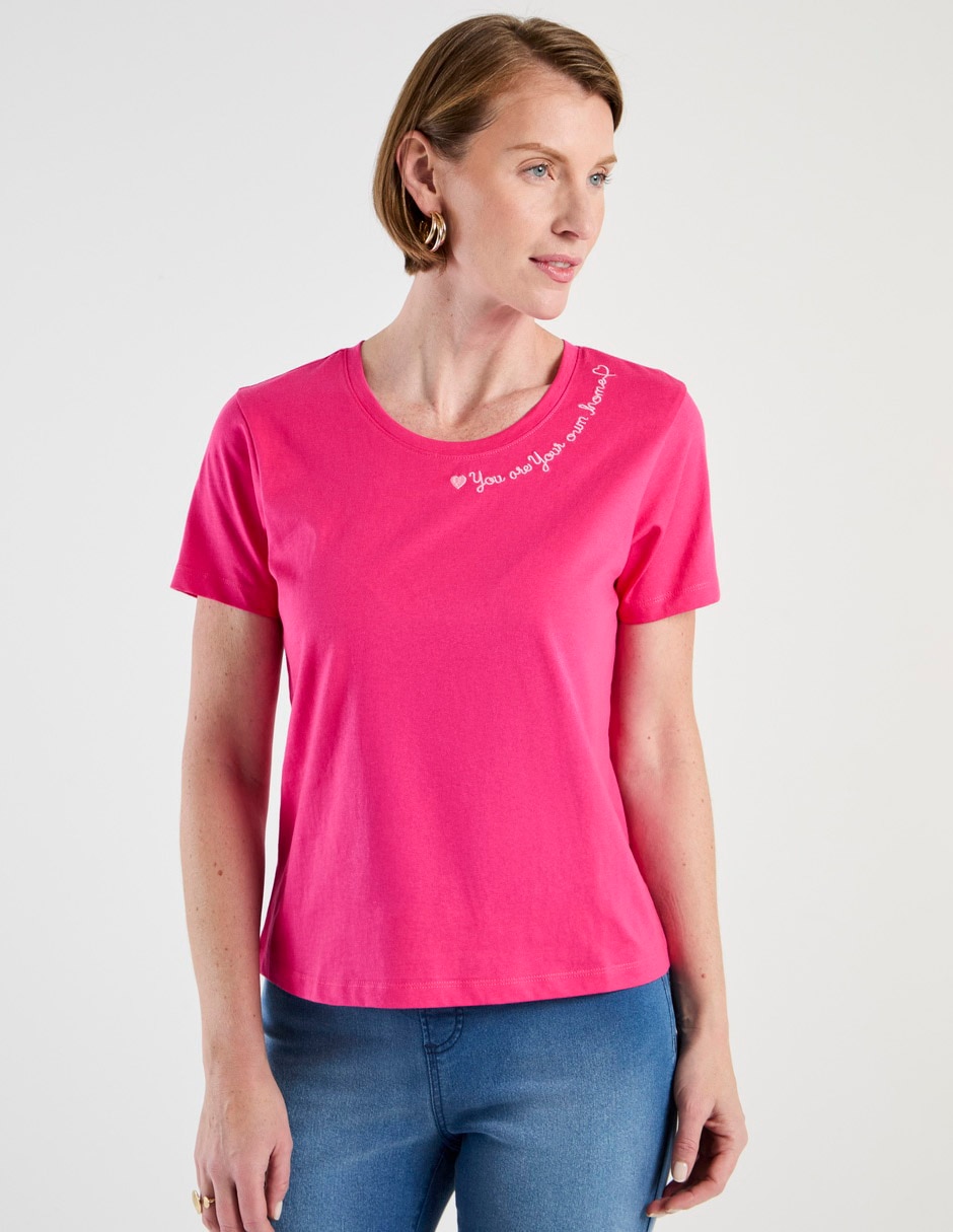 Playera manga corta cuello redondo para mujer Playera manga corta cuello redondo para mujer