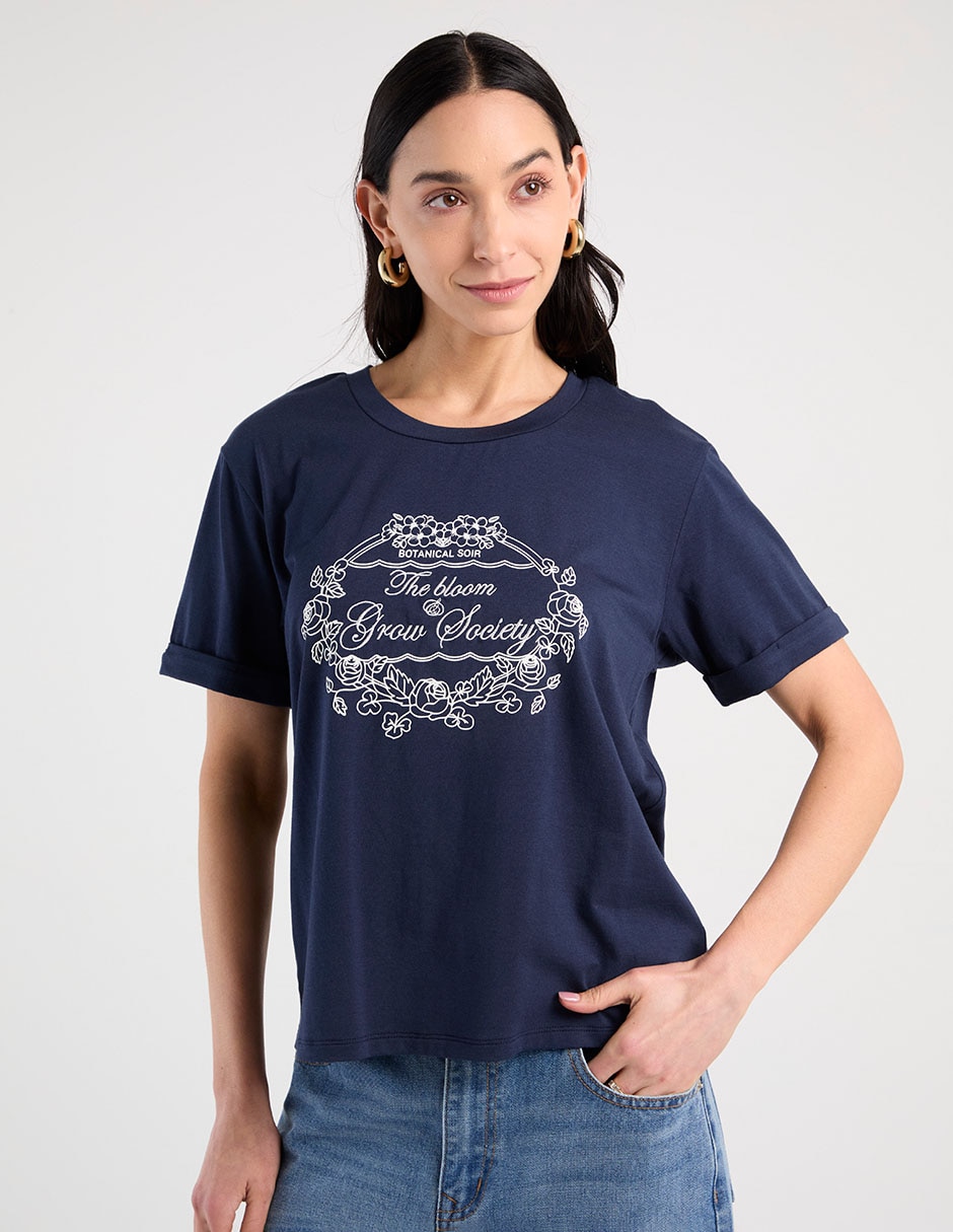 Playera manga corta cuello redondo para mujer Playera manga corta cuello redondo para mujer