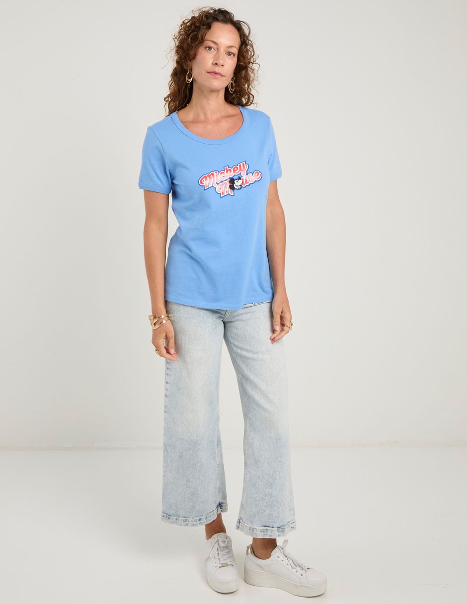 Playera manga corta Mickey Mouse cuello redondo para mujer Playera manga corta Mickey Mouse cuello redondo para mujer