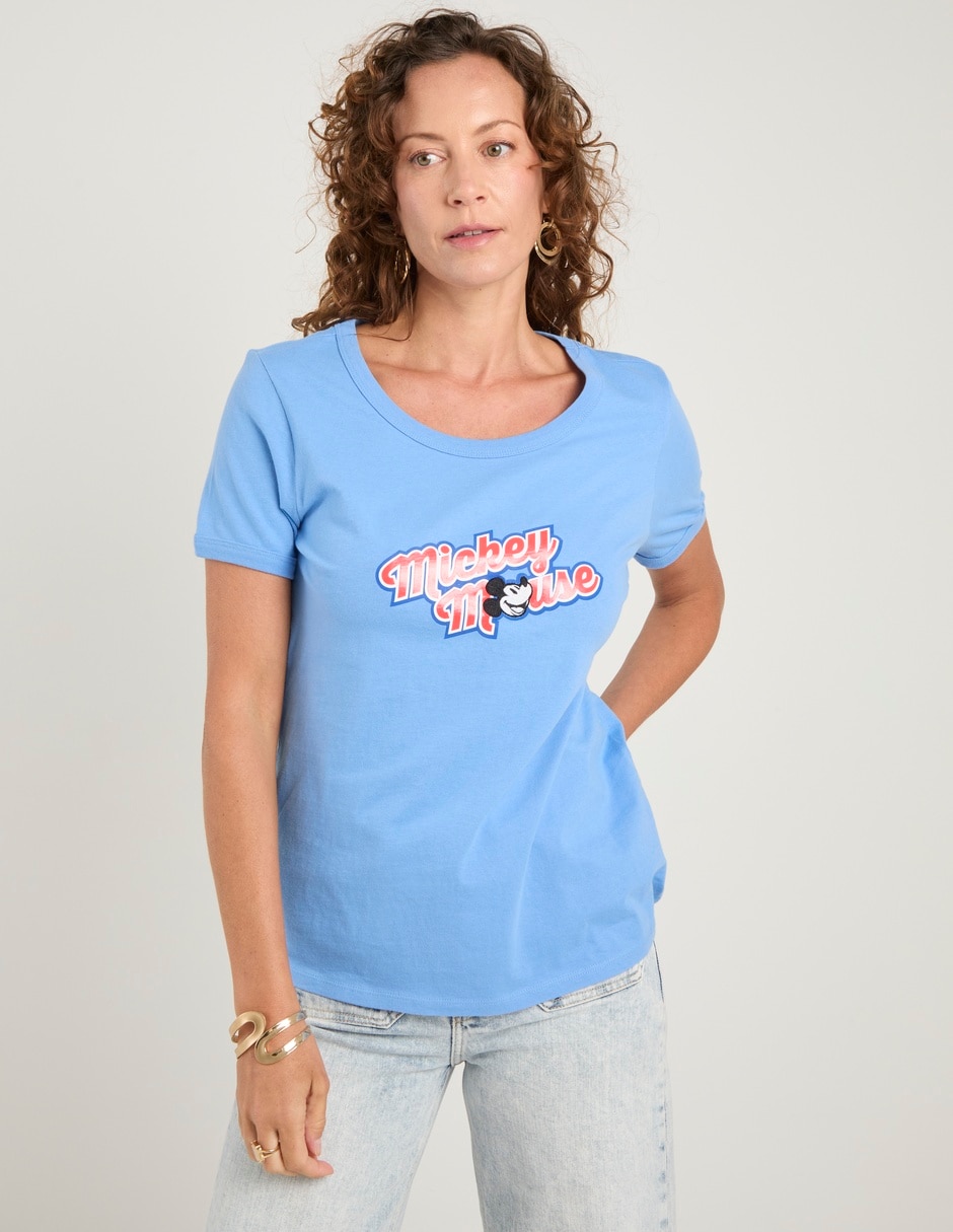 Playera manga corta Mickey Mouse cuello redondo para mujer 2