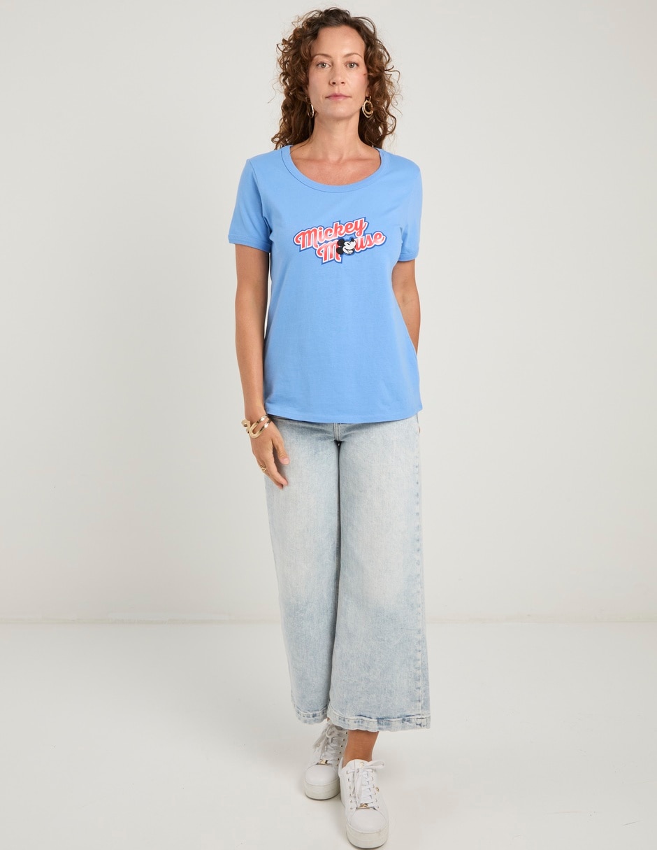 Playera manga corta Mickey Mouse cuello redondo para mujer 3