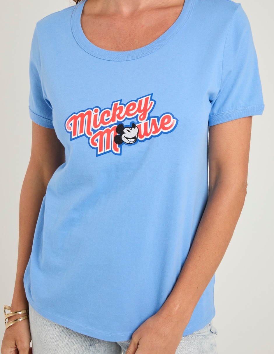 Playera manga corta Mickey Mouse cuello redondo para mujer 4