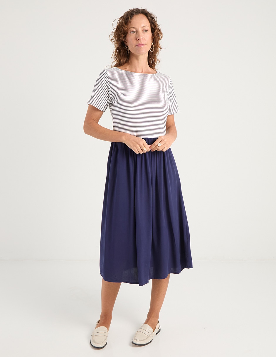 VESTIDO WEEKEND, CH, AZUL MARINO ESTAMP
