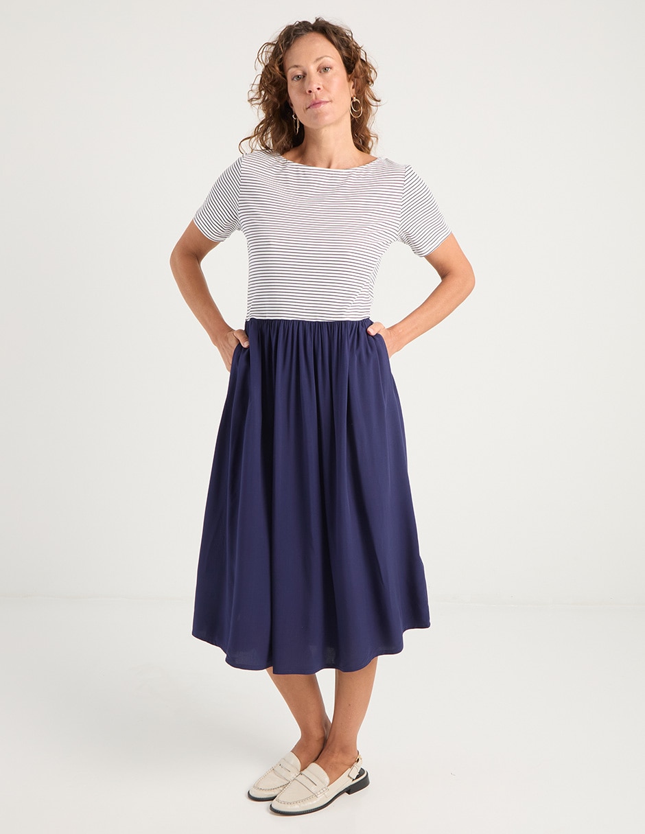 VESTIDO WEEKEND, CH, AZUL MARINO ESTAMP