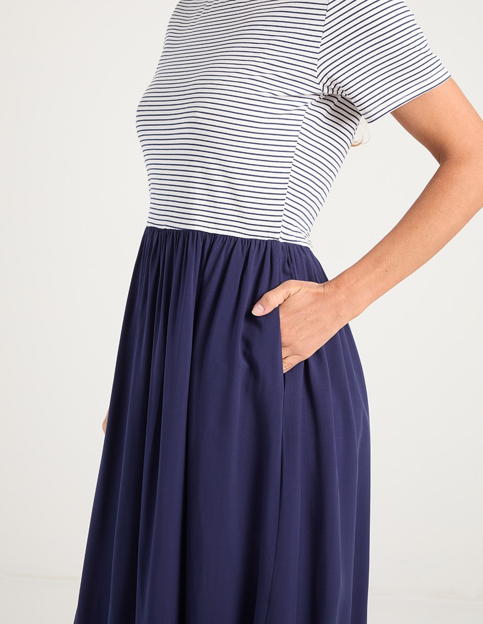 VESTIDO WEEKEND, CH, AZUL MARINO ESTAMP