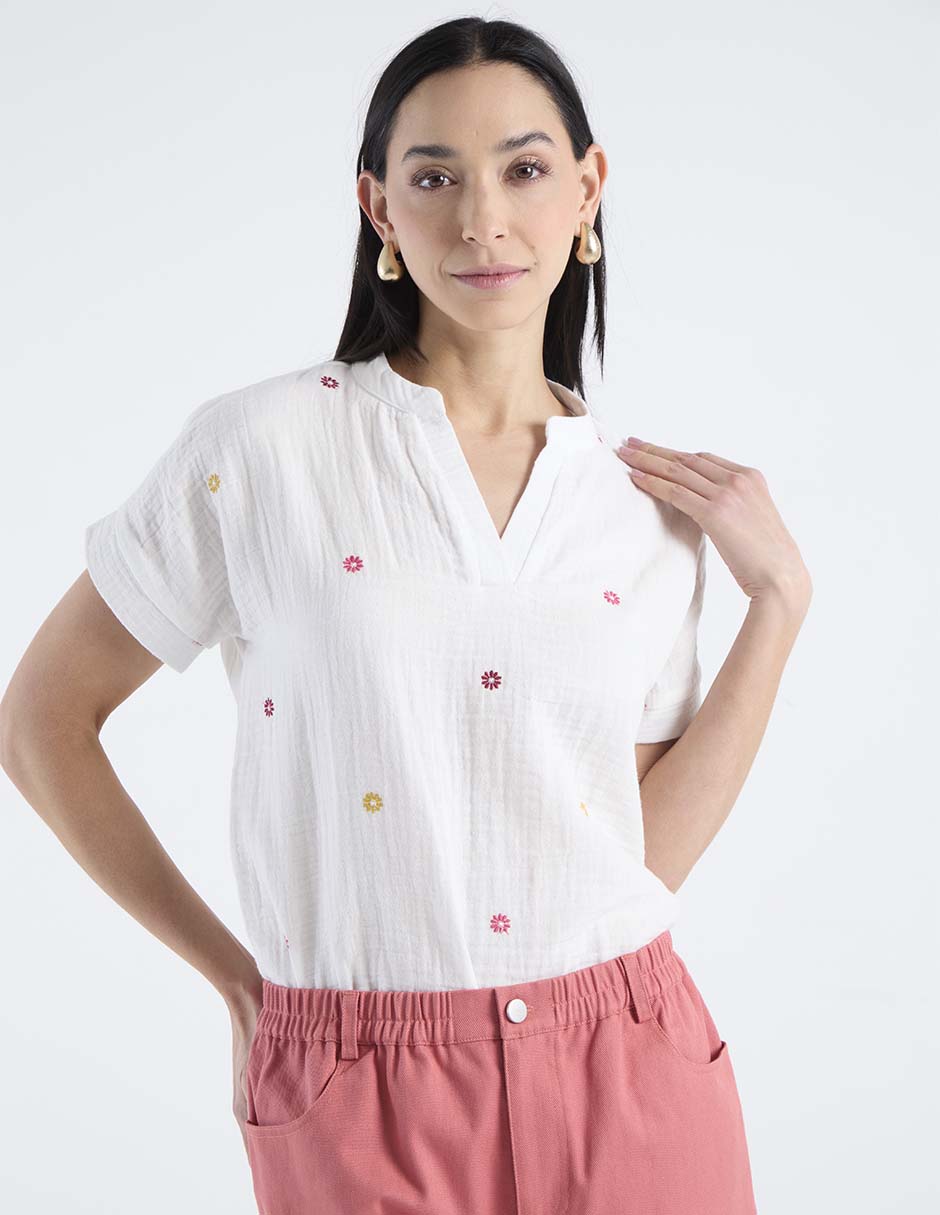 Blusa manga corta para mujer