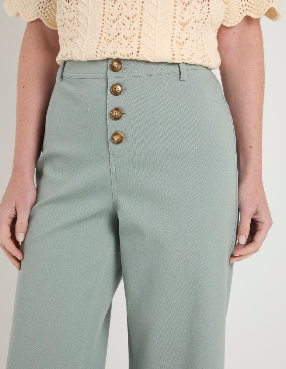 Jeans wide leg a la cintura para mujer 4